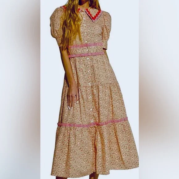 English Factory | Dresses | English Factory Gingham Puffed Sleeve Buttoned  Down Maxi Dress New With Tags | Poshmark